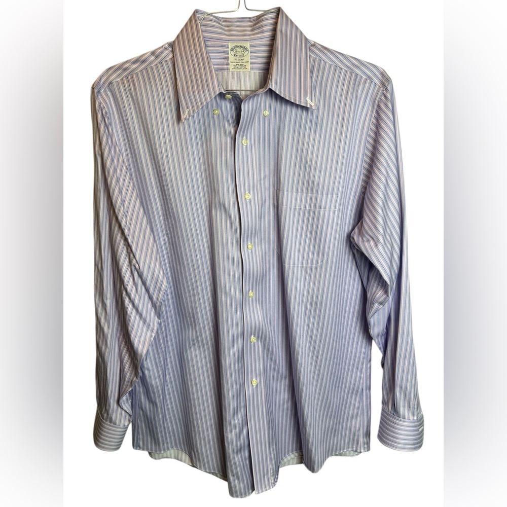 Brooks Brothers Purple Blue Regent Fit Button Down Size 16 1/2-34